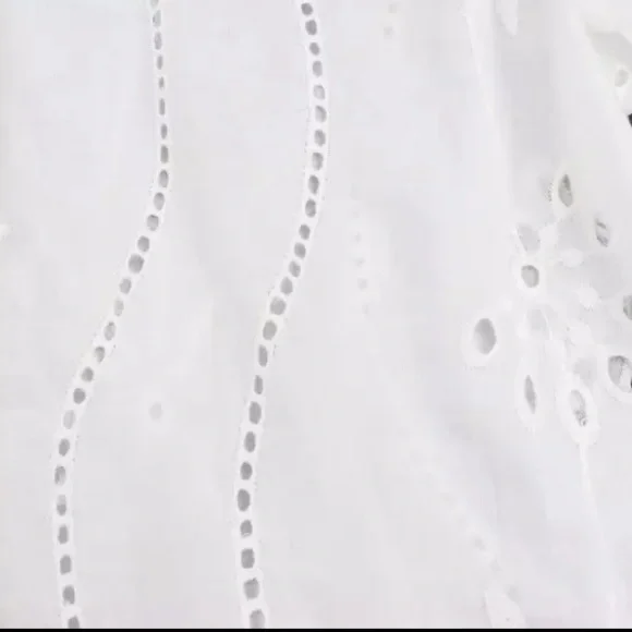 SOLD OUT White Boho Floral Eyelet Button Up Blouse - Picture 15 of 15